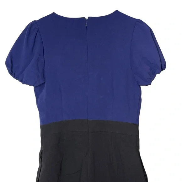 Anthropologie Maeve Puff-Sleeve Colorblock Scallop Pearl Romper Dress Size 6 - Picture 6 of 14